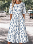 Crew Neck Loose Floral Casual Dress