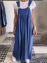Casual Plain Spaghetti Maxi Dress No Inside T-shirt