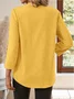 Linen V Neck Plain Casual Shirt