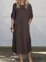 Casual Plain Crew Neck Maxi Dress