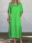 Casual Plain Crew Neck Maxi Dress
