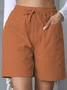 Plain Lace-Up Simple Regular Fit Shorts