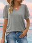Women Polka Dots V Neck Casual Short Sleeve T-shirt