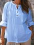 Casual Plain Half Open Collar Blouse