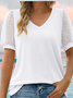 Women Polka Dots V Neck Casual Short Sleeve T-shirt