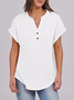 Women Plain V Neck Casual Short Sleeve T-shirt