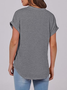 Women Plain V Neck Casual Short Sleeve T-shirt