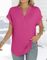 Women Plain V Neck Casual Short Sleeve T-shirt