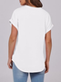 Women Plain V Neck Casual Short Sleeve T-shirt