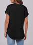 Women Plain V Neck Casual Short Sleeve T-shirt