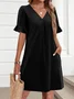 Regular Fit Cotton V Neck Casual Dress With No