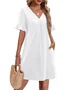 Regular Fit Cotton V Neck Casual Dress With No