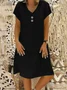 Casual Plain V Neck Midi Dress