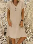 Casual Plain V Neck Midi Dress