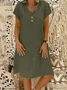 Casual Plain V Neck Midi Dress