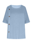 Women's Half Sleeve Blouse Summer Army Green Plain Split Joint Linen Crew Neck Daily Going Out Casual Top