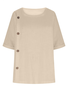 Women's Half Sleeve Blouse Summer Army Green Plain Split Joint Linen Crew Neck Daily Going Out Casual Top