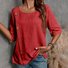 Women's Half Sleeve Blouse Summer Army Green Plain Split Joint Linen Crew Neck Daily Going Out Casual Top