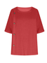 Women's Half Sleeve Blouse Summer Army Green Plain Split Joint Linen Crew Neck Daily Going Out Casual Top