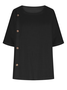 Women's Half Sleeve Blouse Summer Army Green Plain Split Joint Linen Crew Neck Daily Going Out Casual Top