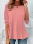 Women Plain Crew Neck Casual Long Sleeve T-shirt