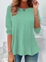 Women Plain Crew Neck Casual Long Sleeve T-shirt