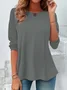 Women Plain Crew Neck Casual Long Sleeve T-shirt