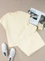 Women's Split Joint Plain Daily Going Out Two-Piece Set Gray Casual Summer Top With Pants Matching Set