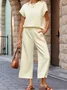 Women's Split Joint Plain Daily Going Out Two-Piece Set Gray Casual Summer Top With Pants Matching Set