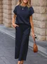 Women's Split Joint Plain Daily Going Out Two-Piece Set Gray Casual Summer Top With Pants Matching Set