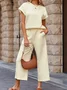 Women's Split Joint Plain Daily Going Out Two-Piece Set Gray Casual Summer Top With Pants Matching Set