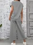 Women's Split Joint Plain Daily Going Out Two-Piece Set Gray Casual Summer Top With Pants Matching Set
