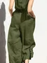 Casual Regular Sleeve Plain Crew Neck Jumpsuit