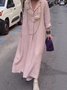 Casual Plain Lapel Collar Maxi Dress
