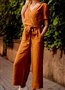 Urban Plain V Neck Jumpsuit