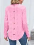 Women Plain Crew Neck Casual Long Sleeve T-shirt