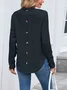 Women Plain Crew Neck Casual Long Sleeve T-shirt