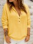 Women's Long Sleeve Shirt Spring/Fall Yellow Plain Split Joint Stand Collar Daily Going Out Casual Top