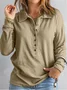 Solid Color Knitted Sweater Simple Women's Single-breasted Lapel Long-sleeved Loose Casual Bottoming Sweatshirt