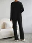 Women's Embossed Plain Daily Going Out Two-Piece Set Apricot Casual Spring/Fall Top With Pants Matching Set