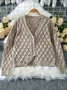 V Neck Casual Cotton Plain Sweater