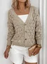 V Neck Casual Cotton Plain Sweater