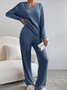 Women's Embossed Plain Daily Going Out Two-Piece Set Apricot Casual Spring/Fall Top With Pants Matching Set