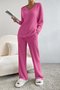 Women's Embossed Plain Daily Going Out Two-Piece Set Apricot Casual Spring/Fall Top With Pants Matching Set