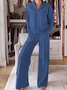 Women's Split Joint Plain Daily Going Out Two-Piece Set White Casual Spring/Fall Top With Pants Matching Set