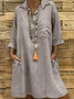 Casual Plain Shirt Collar Dress