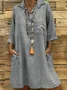 Casual Plain Shirt Collar Dress