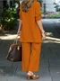 Women's Split Joint Plain Commuting Going Out Matching Outfit Caramel Casual Spring/Fall Multi-Piece Set Elastic Band Matching Set