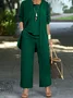 Women's Split Joint Plain Commuting Going Out Matching Outfit Caramel Casual Spring/Fall Multi-Piece Set Elastic Band Matching Set