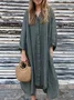Casual Plain Shirt Collar Midi Dress